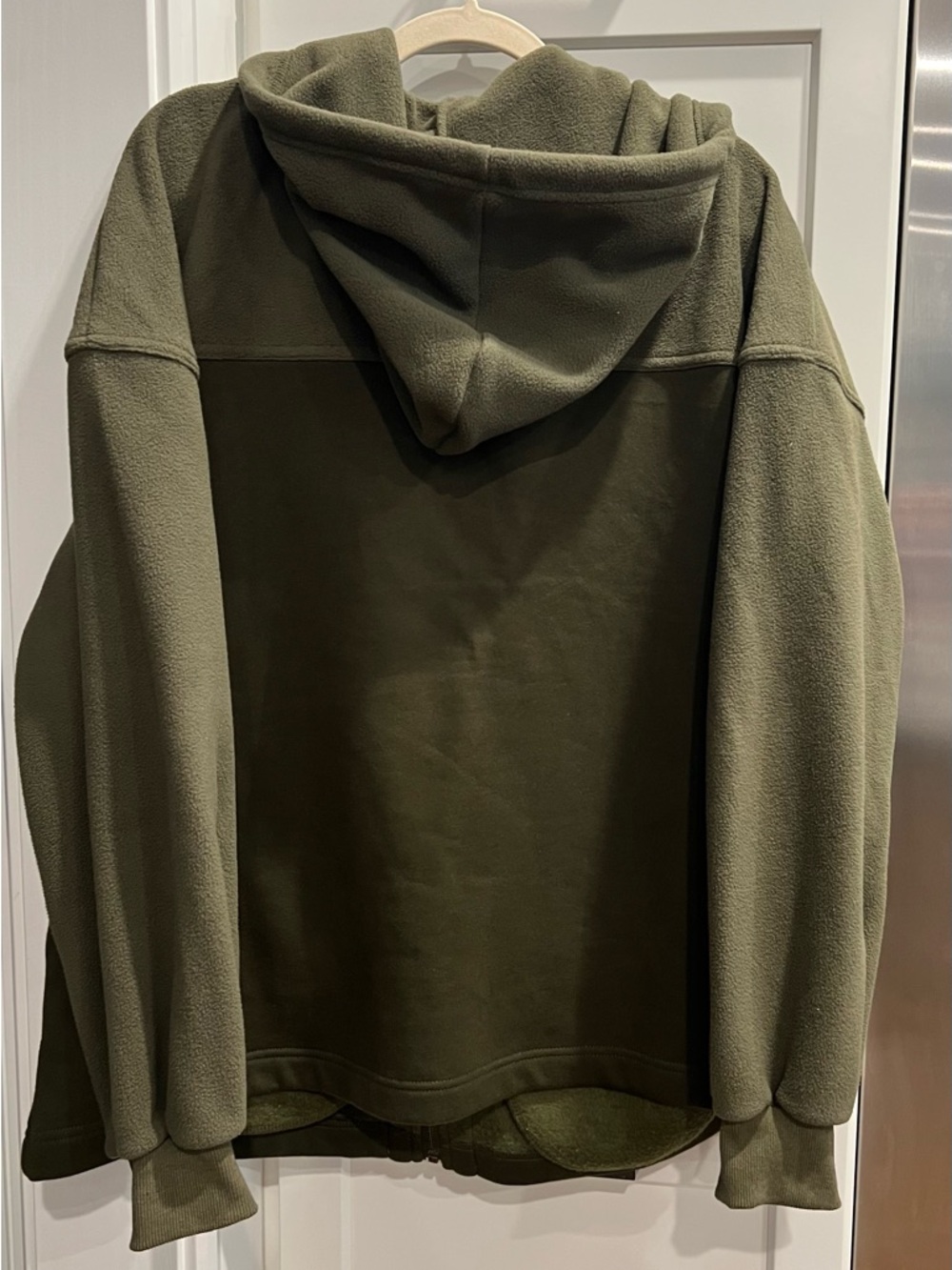 Olive Green Sherpa Zip-up Hooded Jacket - Women, Size XL - Picture 5 of 8